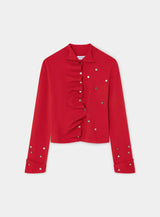 Fia red buttoned cardigan