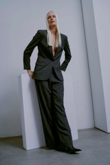 Tailor wide pant grå