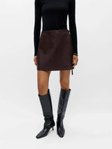 Olive short wrap skirt