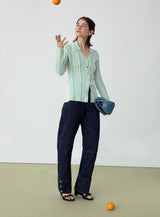 Giulia Green Striped Knitted Top
