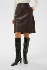 Berta leather skirt coffe bean