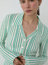 Giulia Green Striped Knitted Top