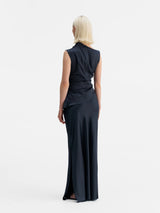 Hana long logo satin skirt