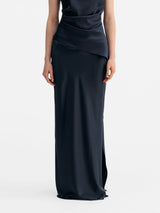 Hana long logo satin skirt