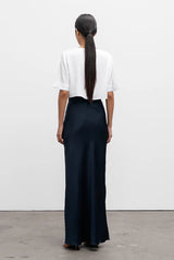 Hana long silk skirt Midnight blue