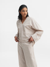 Nina linen blouse creme
