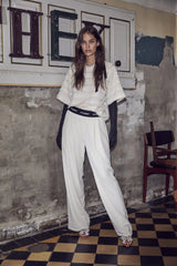 Amina logo pant bone