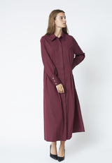 Poppy shirt long dress winered